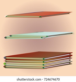 Stack of colored books with empty covers.