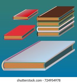Stack of colored books with empty covers.