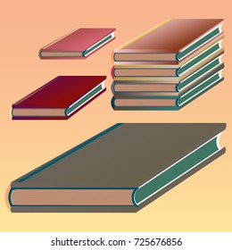 Stack of colored books with empty covers.