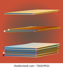 Stack of colored books with empty covers.