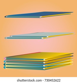 Stack of colored books with empty covers.