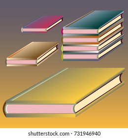 Stack of colored books with empty covers.