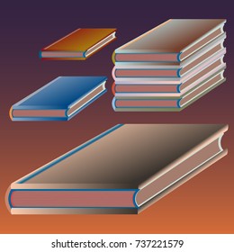 Stack of colored books with empty covers.
