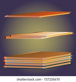 Stack of colored books with empty covers.