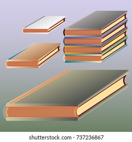 Stack of colored books with empty covers.