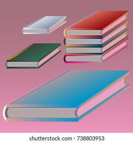 Stack of colored books with empty covers.