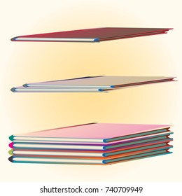 Stack of colored books with empty covers.