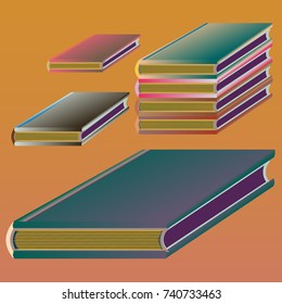 Stack of colored books with empty covers.