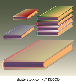 Stack of colored books with empty covers.