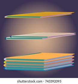Stack of colored books with empty covers.