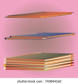 Stack of colored books with empty covers.
