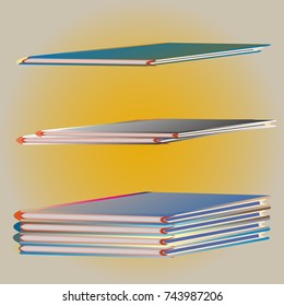 Stack of colored books with empty covers.