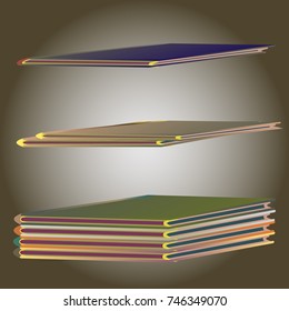 Stack of colored books with empty covers.