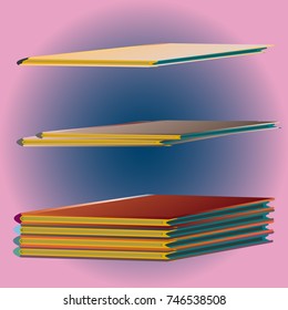 Stack of colored books with empty covers.