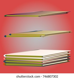 Stack of colored books with empty covers.