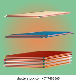 Stack of colored books with empty covers.