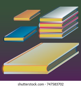 Stack of colored books with empty covers.