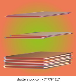 Stack of colored books with empty covers.