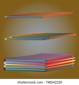 Stack of colored books with empty covers.