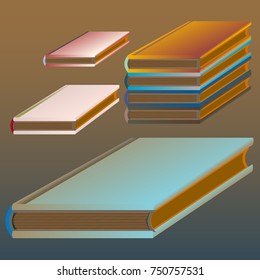Stack of colored books with empty covers.