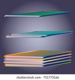 Stack of colored books with empty covers.