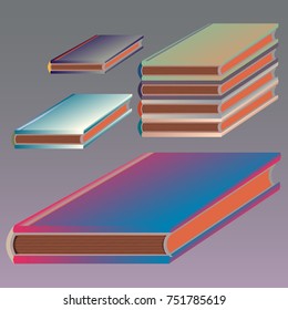 Stack of colored books with empty covers.