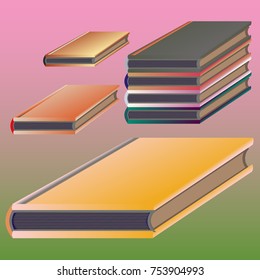 Stack of colored books with empty covers.