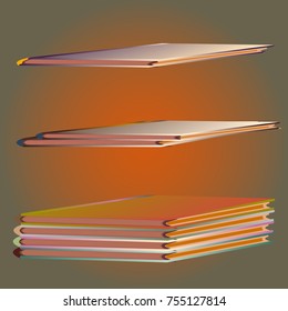 Stack of colored books with empty covers.
