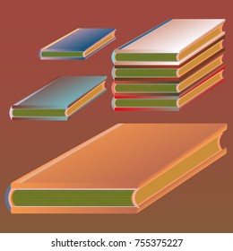 Stack of colored books with empty covers.