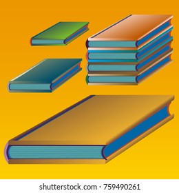 Stack of colored books with empty covers.