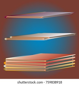 Stack of colored books with empty covers.