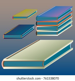 Stack of colored books with empty covers.