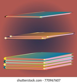 Stack of colored books with empty covers.