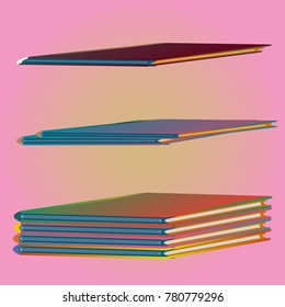 Stack of colored books with empty covers.