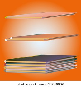 Stack of colored books with empty covers.