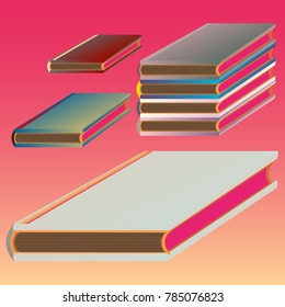 Stack of colored books with empty covers.