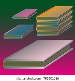 Stack of colored books with empty covers.