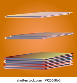 Stack of colored books with empty covers.