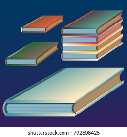 Stack of colored books with empty covers.