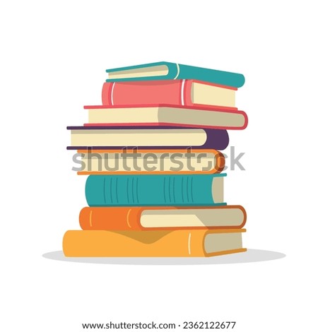 Stack of colored books isolated on white background. Education concept. Vector stock