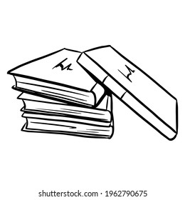 A stack of colored books. Textbooks for teaching. Books. Cartoon style. Illustration for design and decoration.