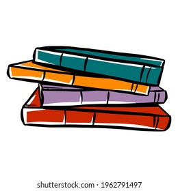 A stack of colored books. Textbooks for teaching. Books. Cartoon style. Illustration for design and decoration.