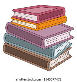 Stack of colored books vector icon, logo.