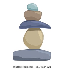 Stack of colorful balancing stones promoting mindfulness, meditation, and inner peace