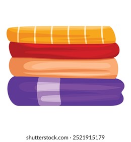 Stack of colorful beach towels is lying on top of each other, showcasing a vibrant and organized arrangement