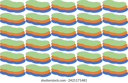 pila de frijoles de colores, Esta es una ilustración de Crayons Seamless Pattern Background, color verde naranja y azul, triple capa de corte de papel, diseño repetitivo sin fisuras en la impresión de tela, 