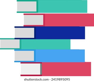 Stack of colorful books with blank spines on a white background. Pile of books in a form of a rainbow, education concept. Vector illustration