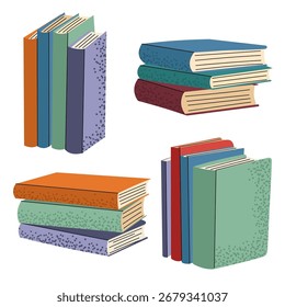 Stack of colorful books. Closed hardcover books in different colors, perfect for education, library, school or reading themed designs.