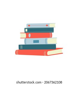 Stack of colorful books. Doodle style. Isolated vector illustration