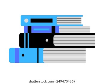 A stack of colorful books, each book varying in size, thickness, and color, creating a visually appealing and vibrant composition